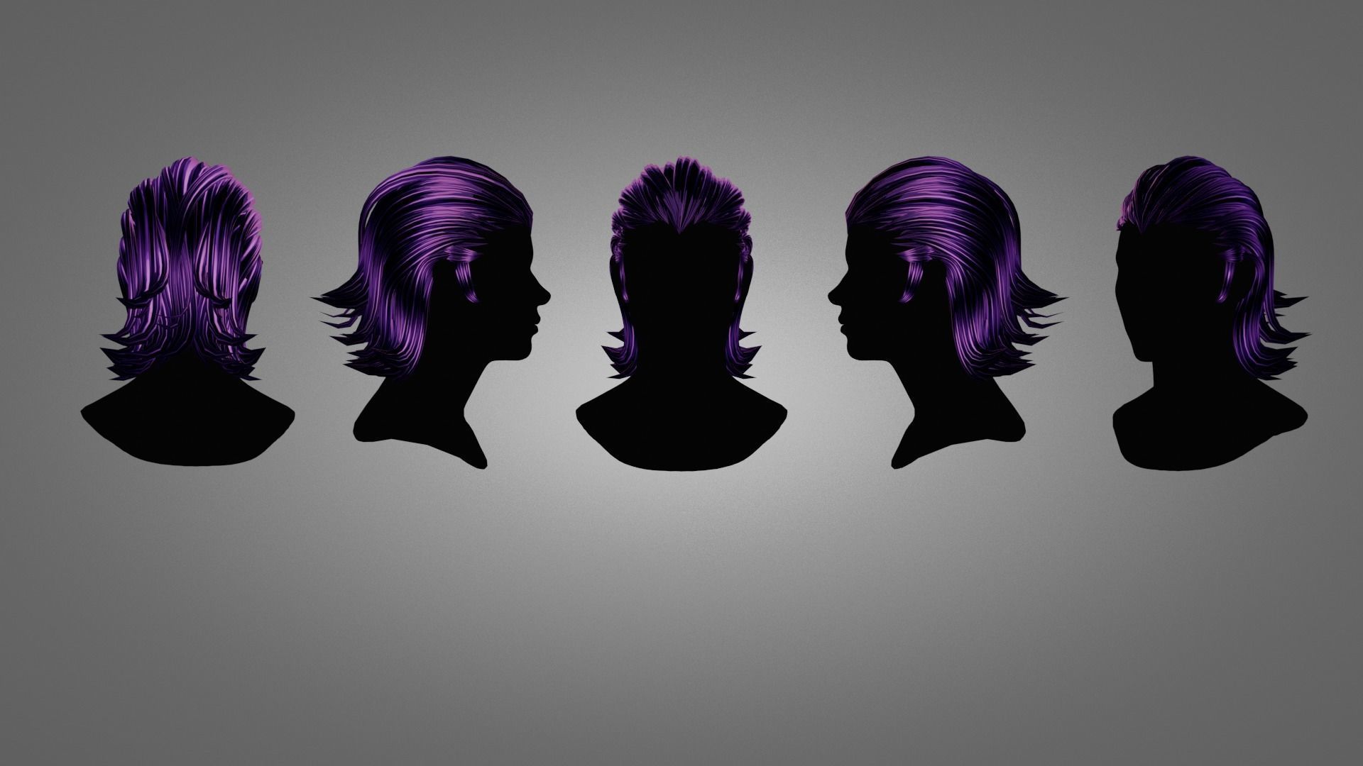 Male Hair  Low-poly 3D model_17