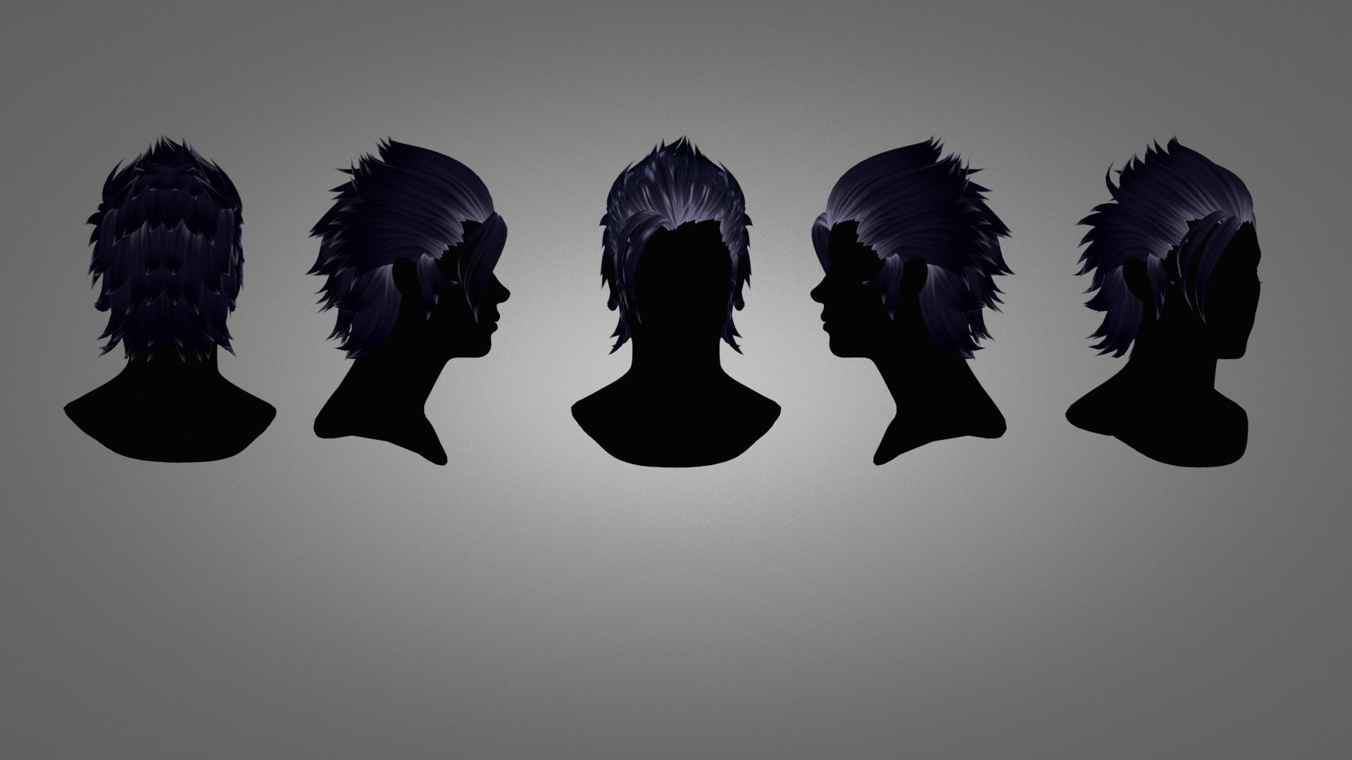 Male Hair  Low-poly 3D model_29