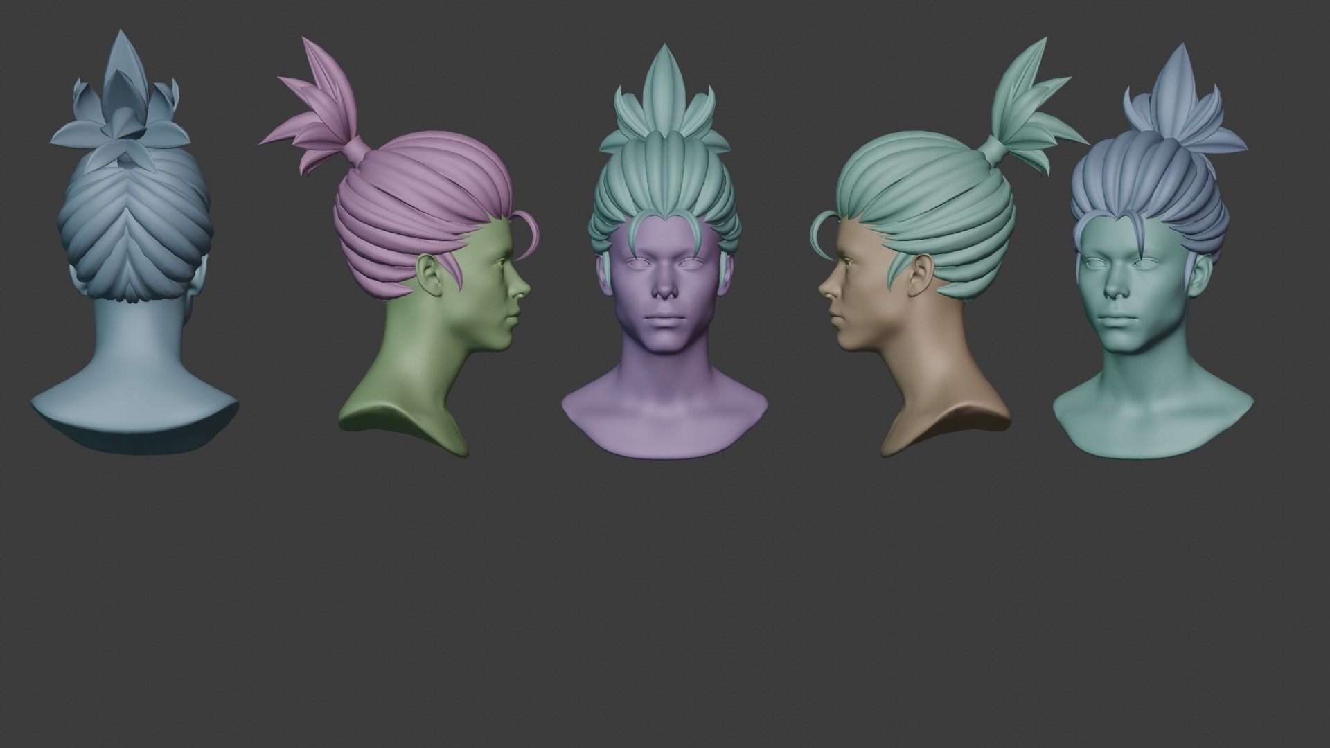 Male Hair  Low-poly 3D model_12