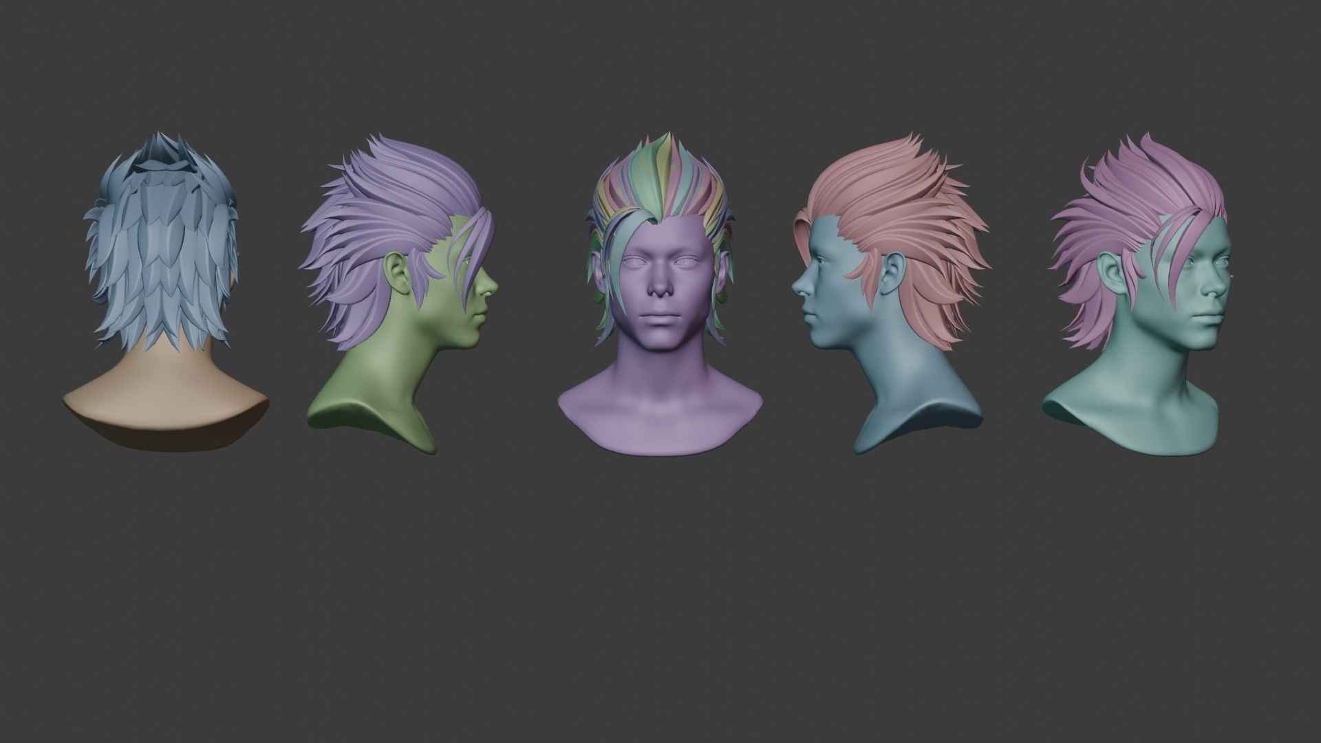Male Hair  Low-poly 3D model_30