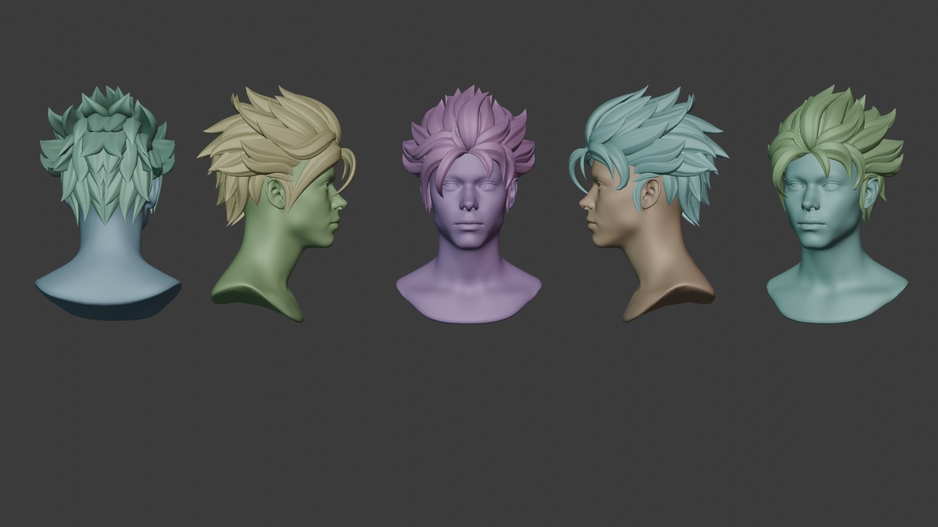 Male Hair  Low-poly 3D model_9