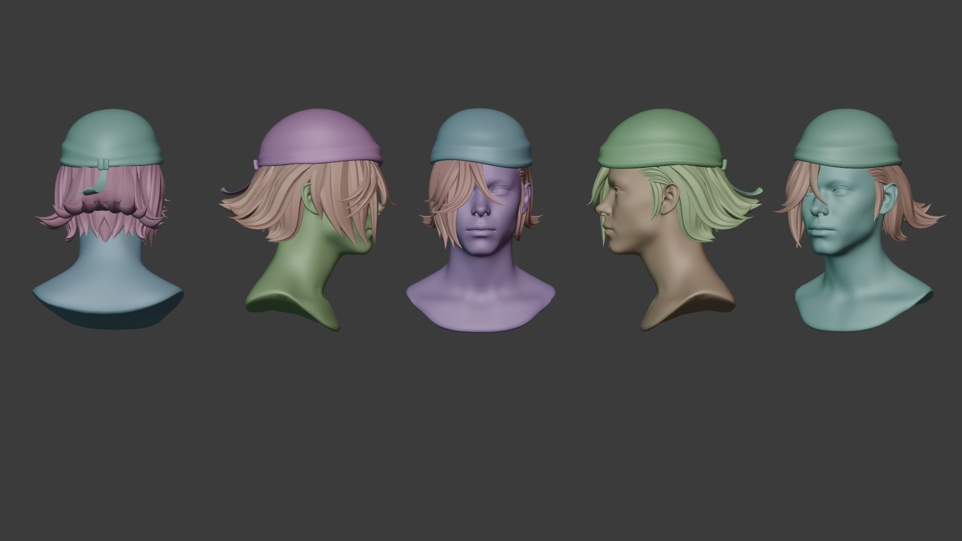 Male Hair  Low-poly 3D model_21