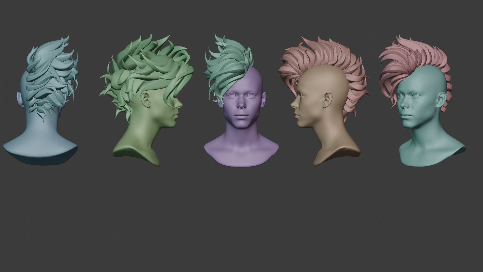 Male Hair  Low-poly 3D model_6