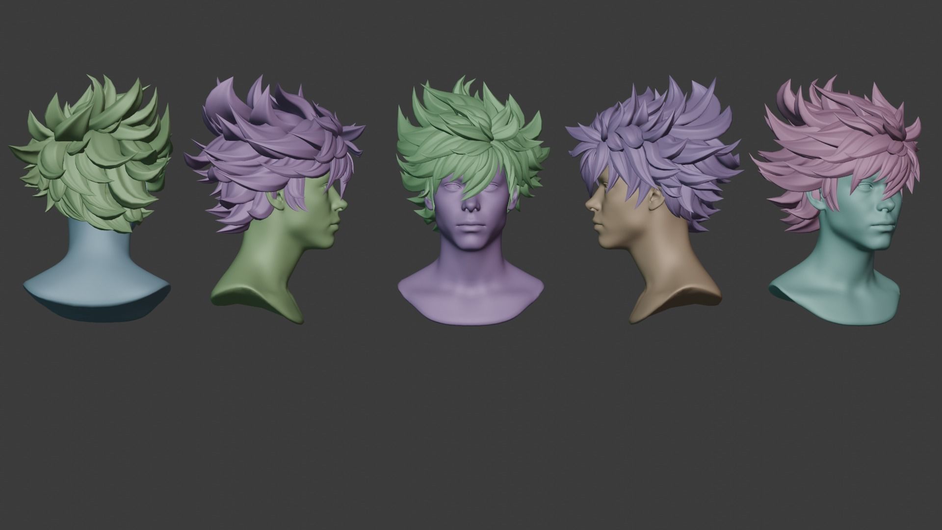 Male Hair  Low-poly 3D model_3