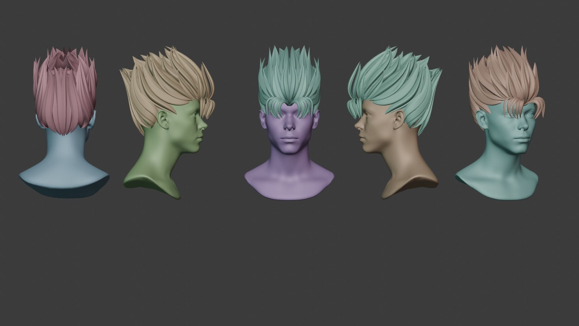 Male Hair  Low-poly 3D model_15