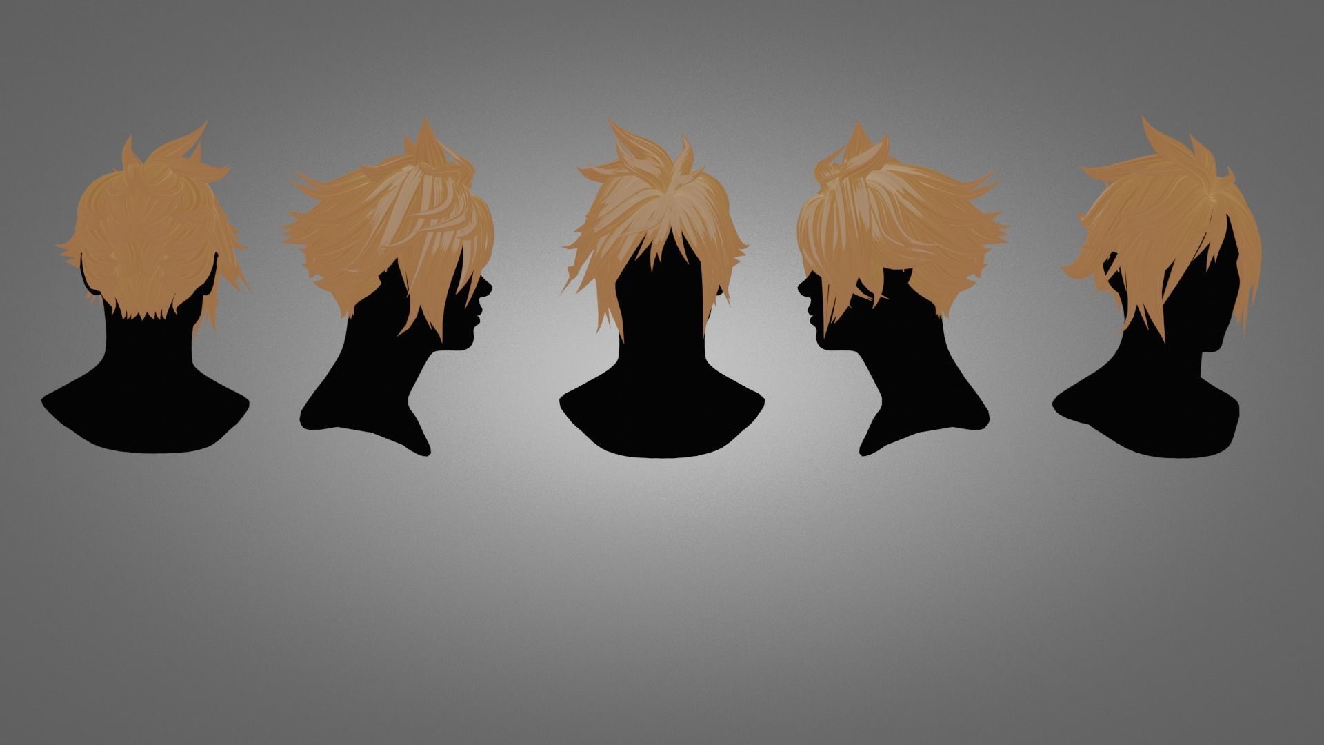 Male Hair  Low-poly 3D model_26