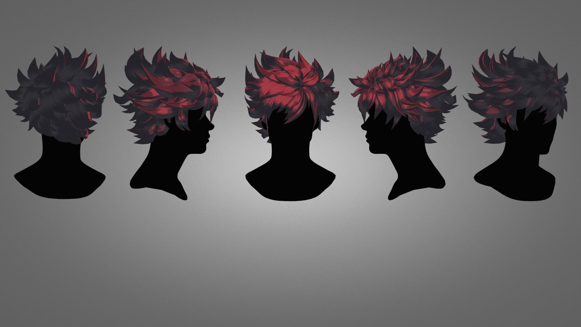 Male Hair  Low-poly 3D model_2