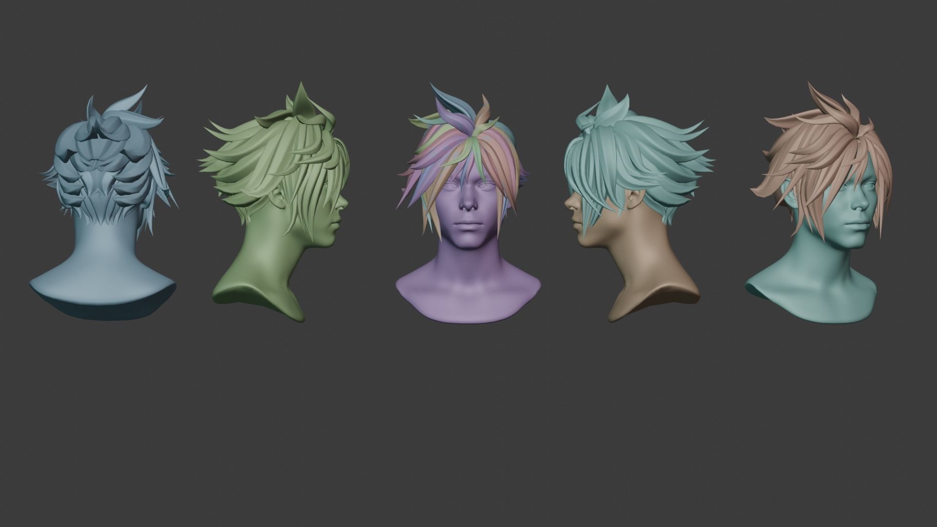 Male Hair  Low-poly 3D model_27