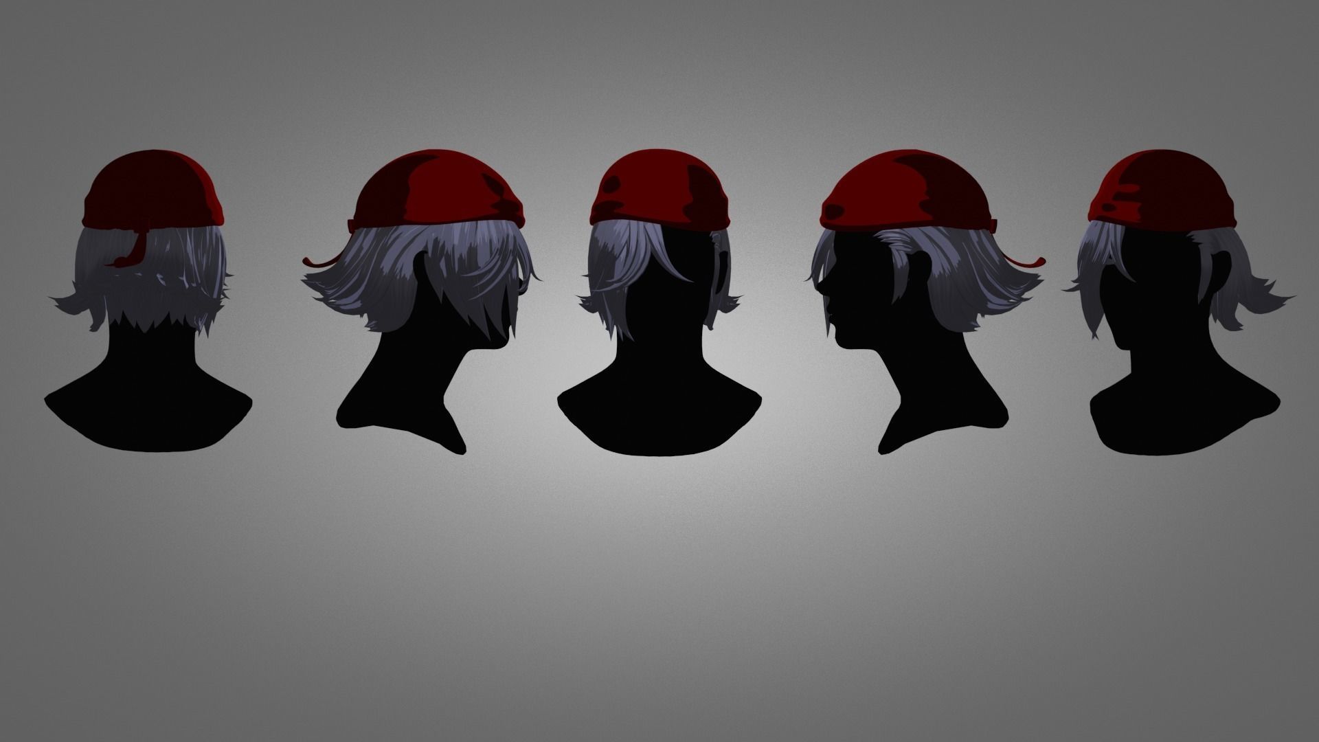 Male Hair  Low-poly 3D model_20