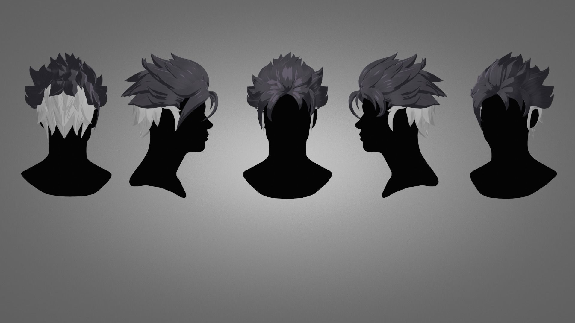 Male Hair  Low-poly 3D model_8