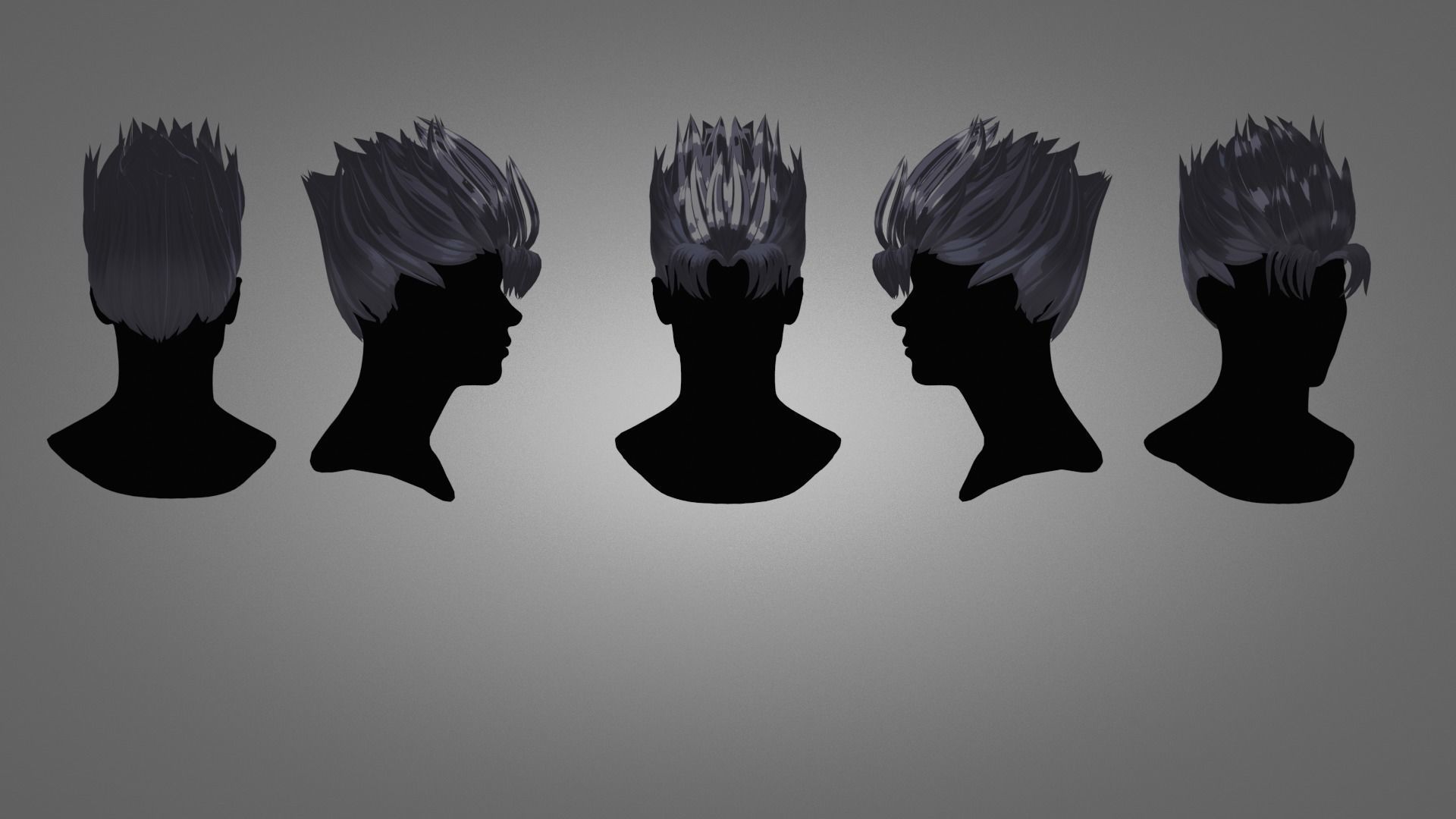 Male Hair  Low-poly 3D model_14