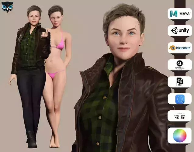Amelia - Sleuth chic Low-poly 3D model
