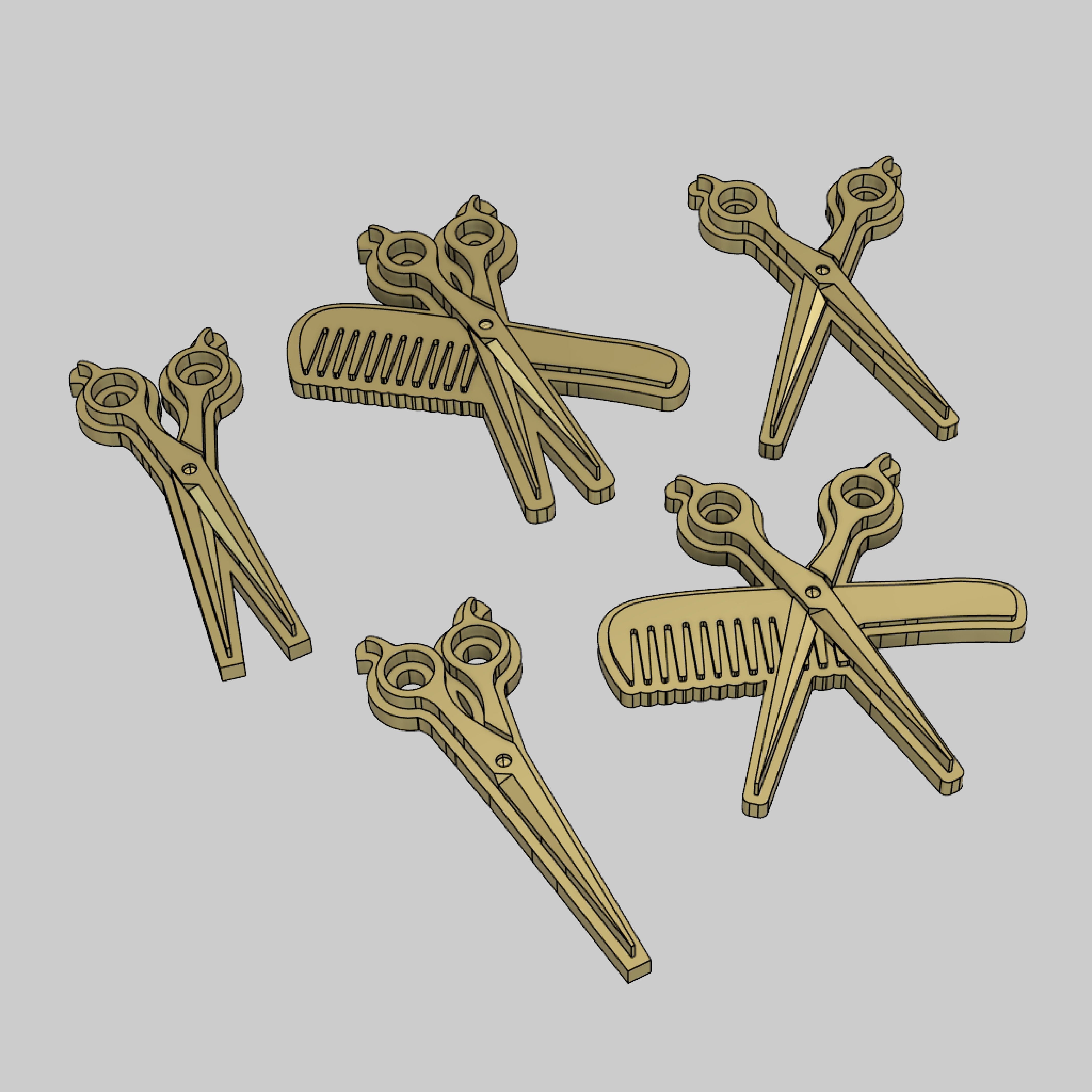 Hairdresser - Barbershop logo - Scissors and Comb 3D print model_2