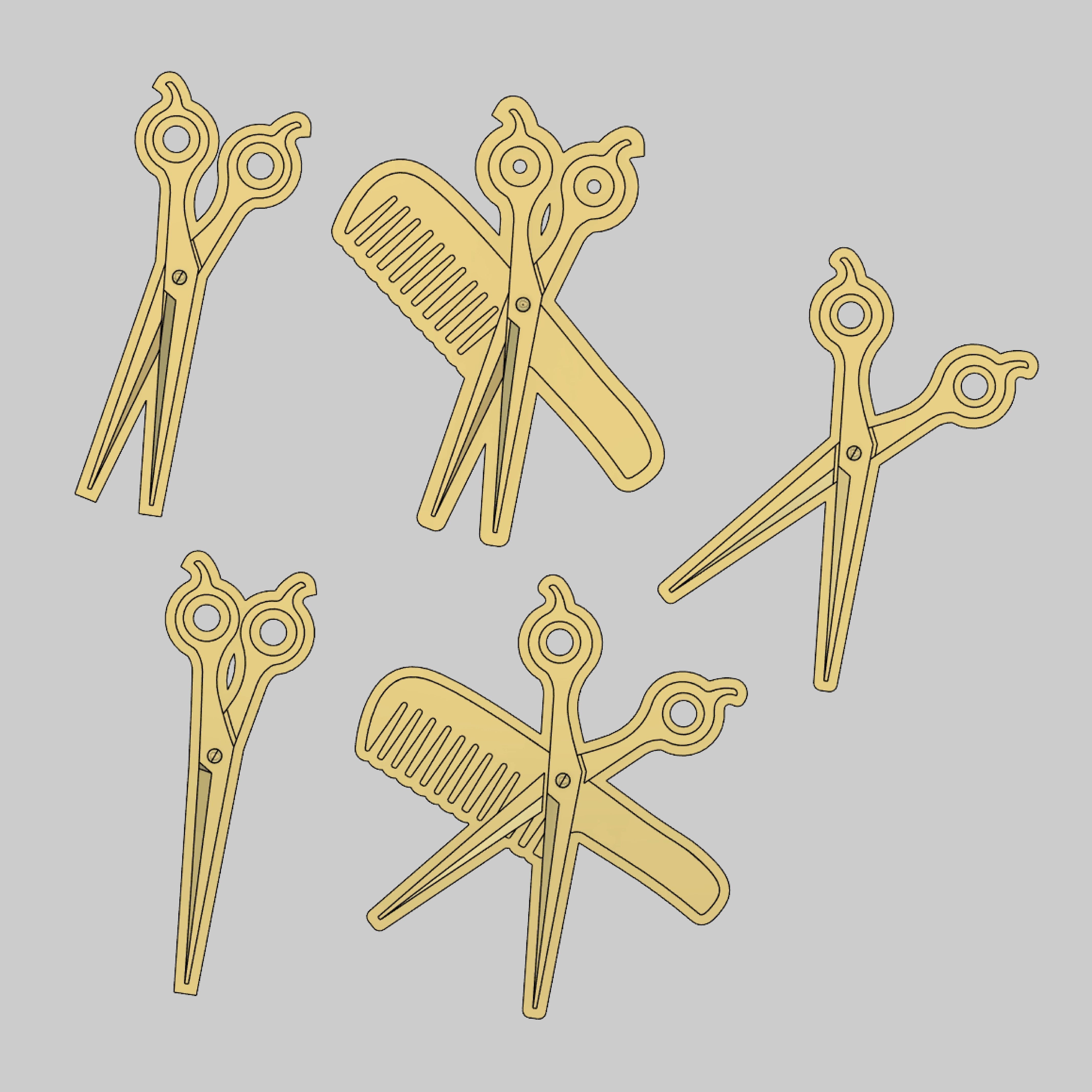 Hairdresser - Barbershop logo - Scissors and Comb 3D print model_1