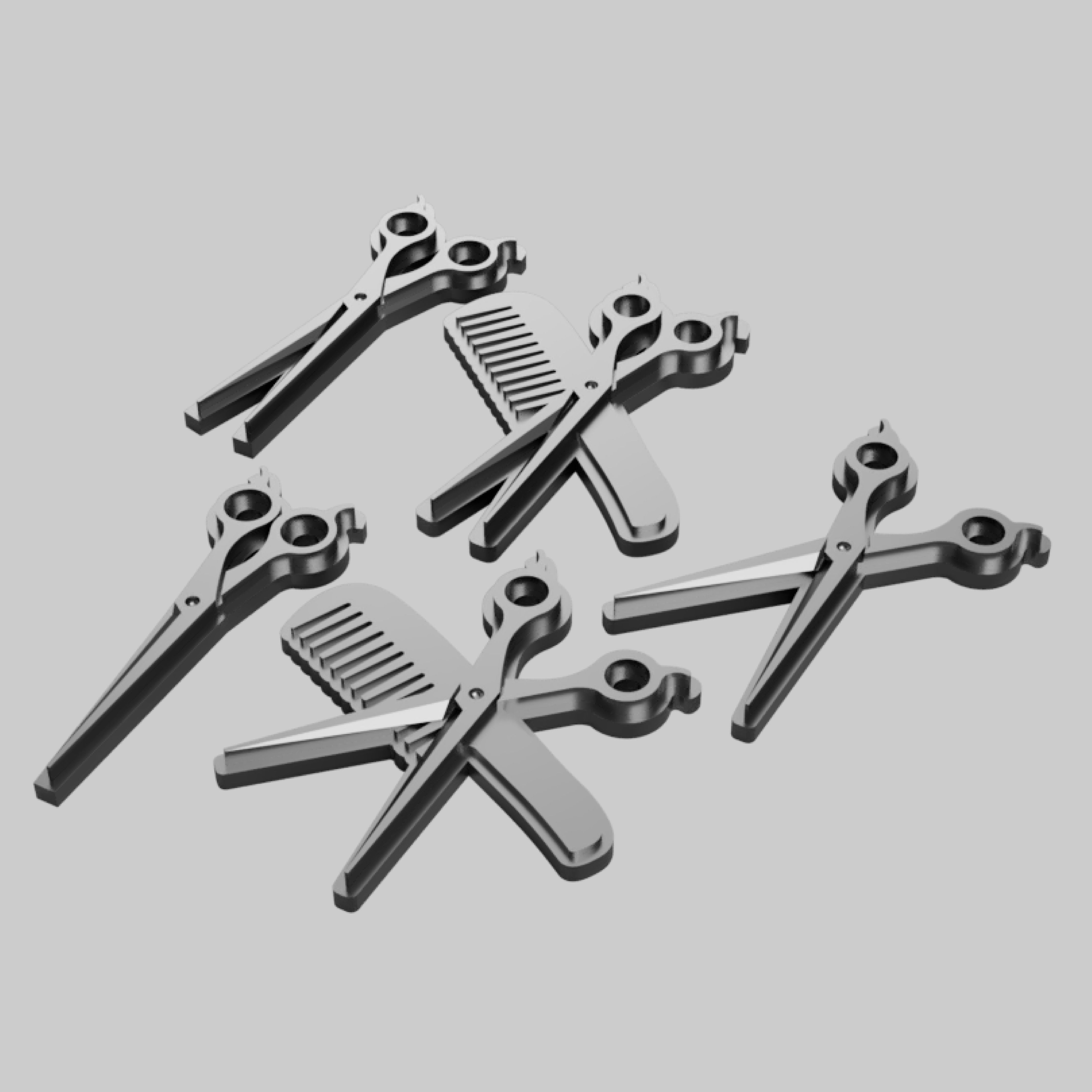 Hairdresser - Barbershop logo - Scissors and Comb 3D print model_3