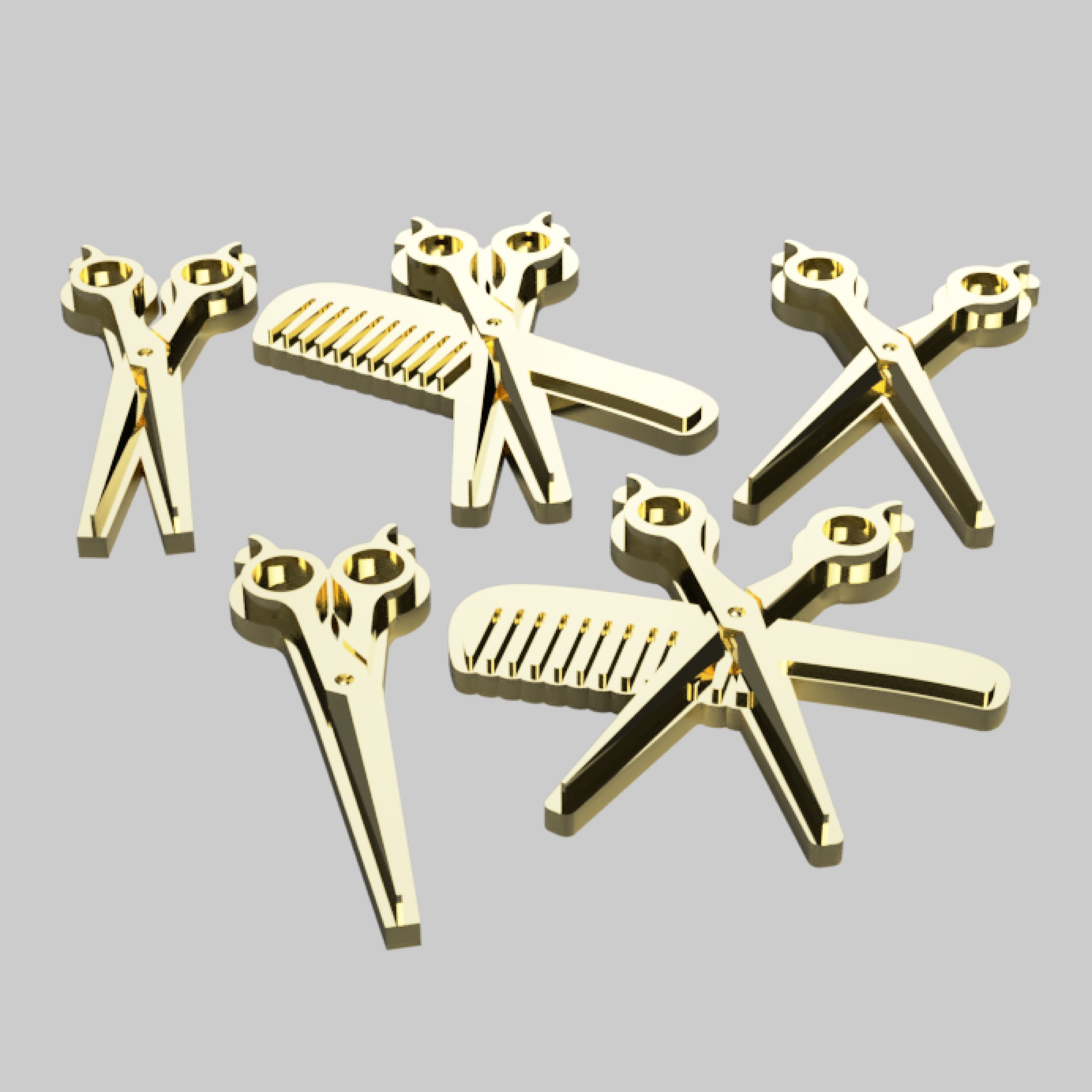 Hairdresser - Barbershop logo - Scissors and Comb 3D print model_4