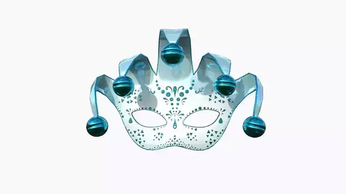Carnival Mask H10 White Blue - Costume Character Design Low-poly 3D model