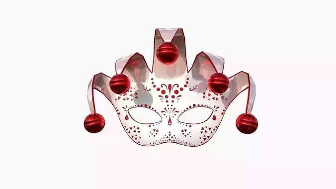 Carnival Mask H11 White Red - Costume Character Design Low-poly 3D model