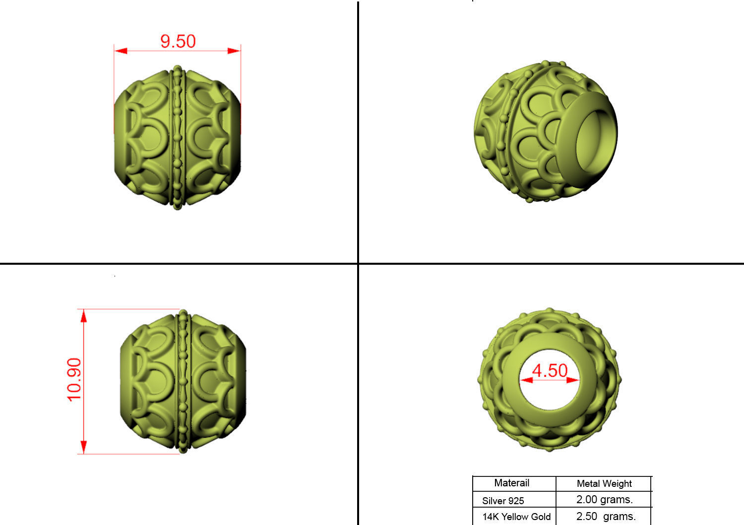 Gold and silver bead 3D print model_1