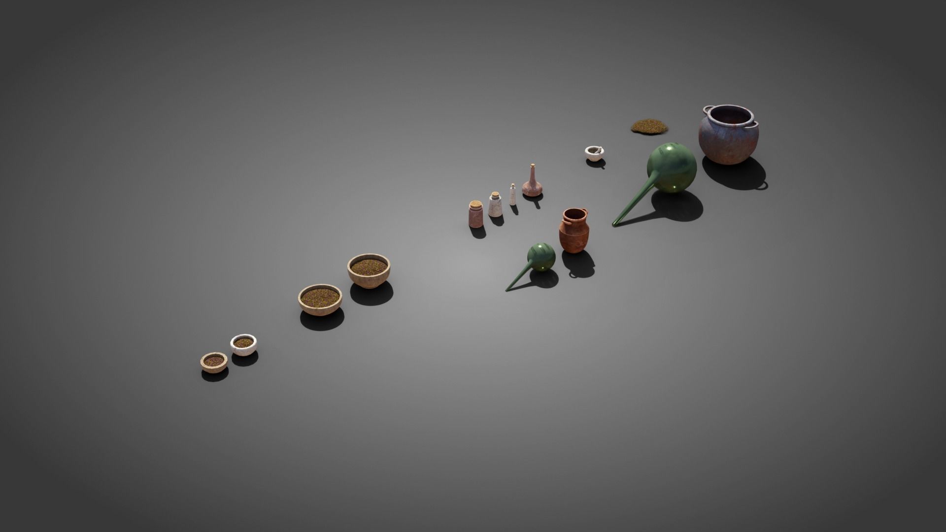 Medieval herbalist props Low-poly 3D model_2