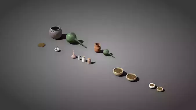 Medieval herbalist props Low-poly 3D model