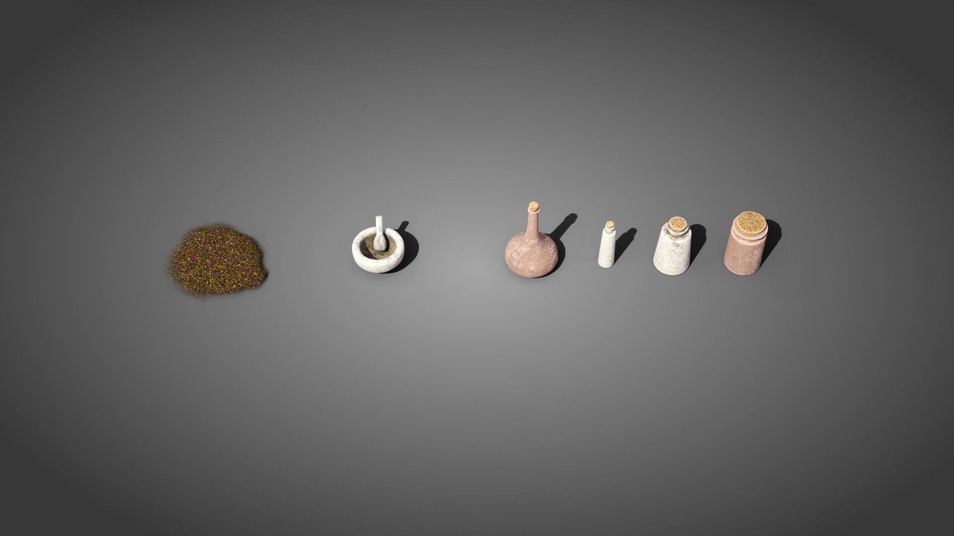 Medieval herbalist props Low-poly 3D model_4