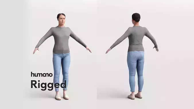 Rigged casual woman - sweter and jeans - 043-3378