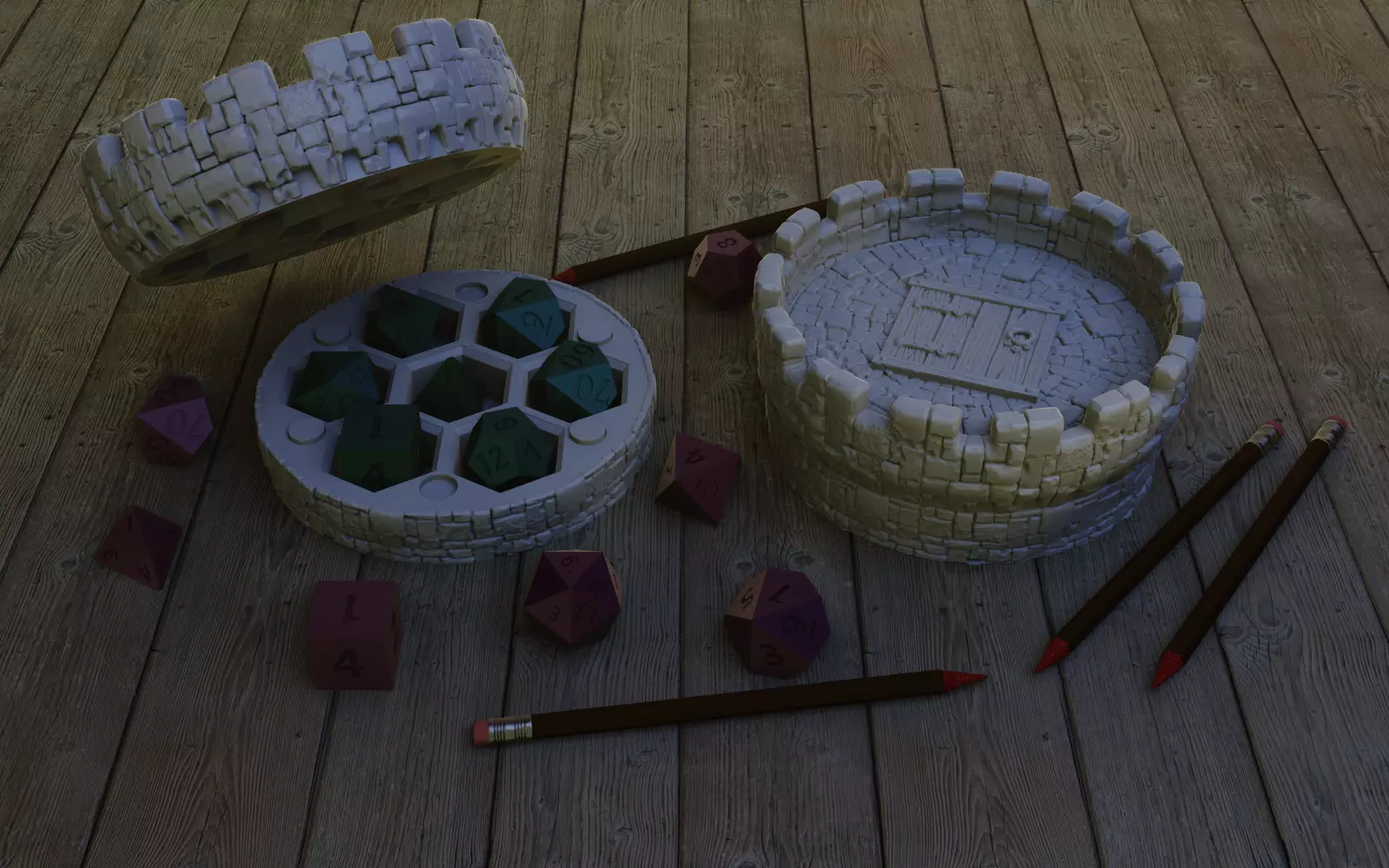 Fortress dice holder 3D print model_0