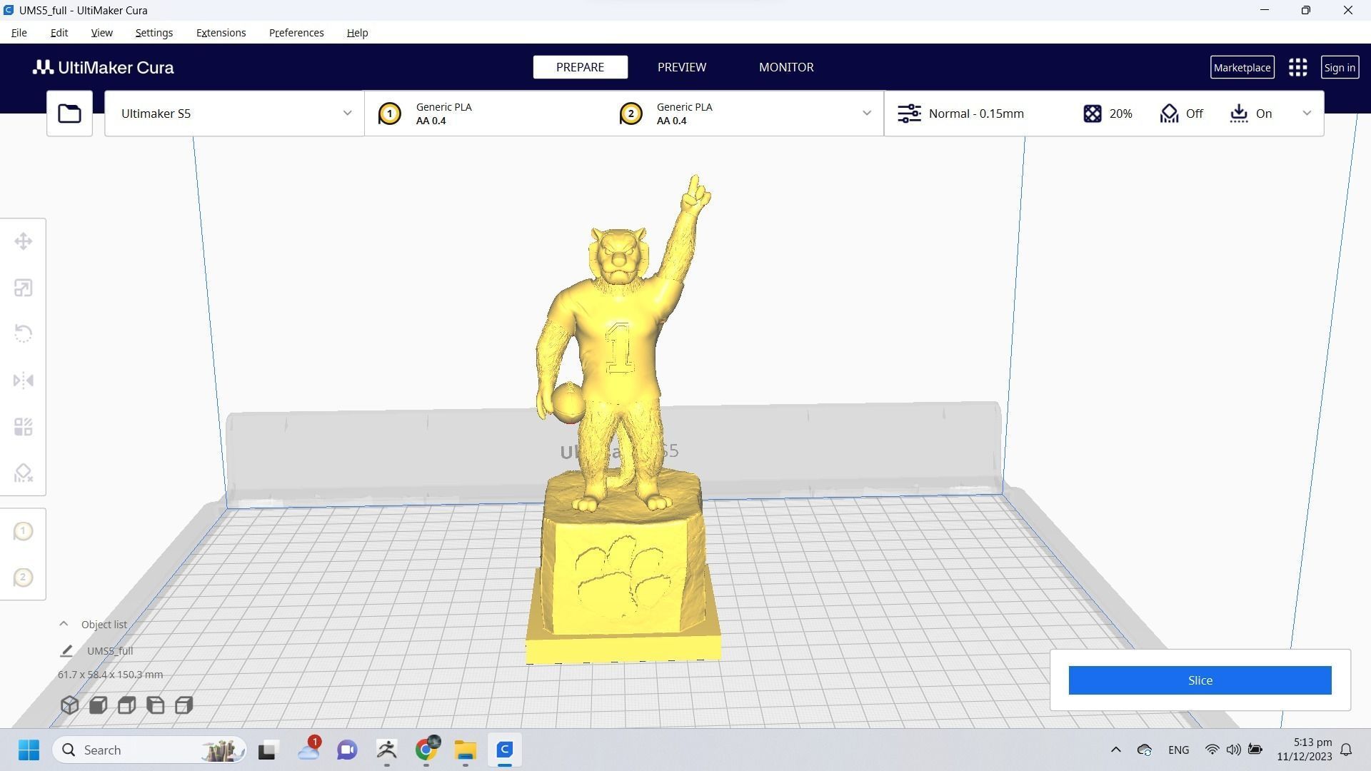 NCAA - CLEMSON TIGERS FOOTBALL MASCOT STATUE - 3D PRINT 3D print model_1