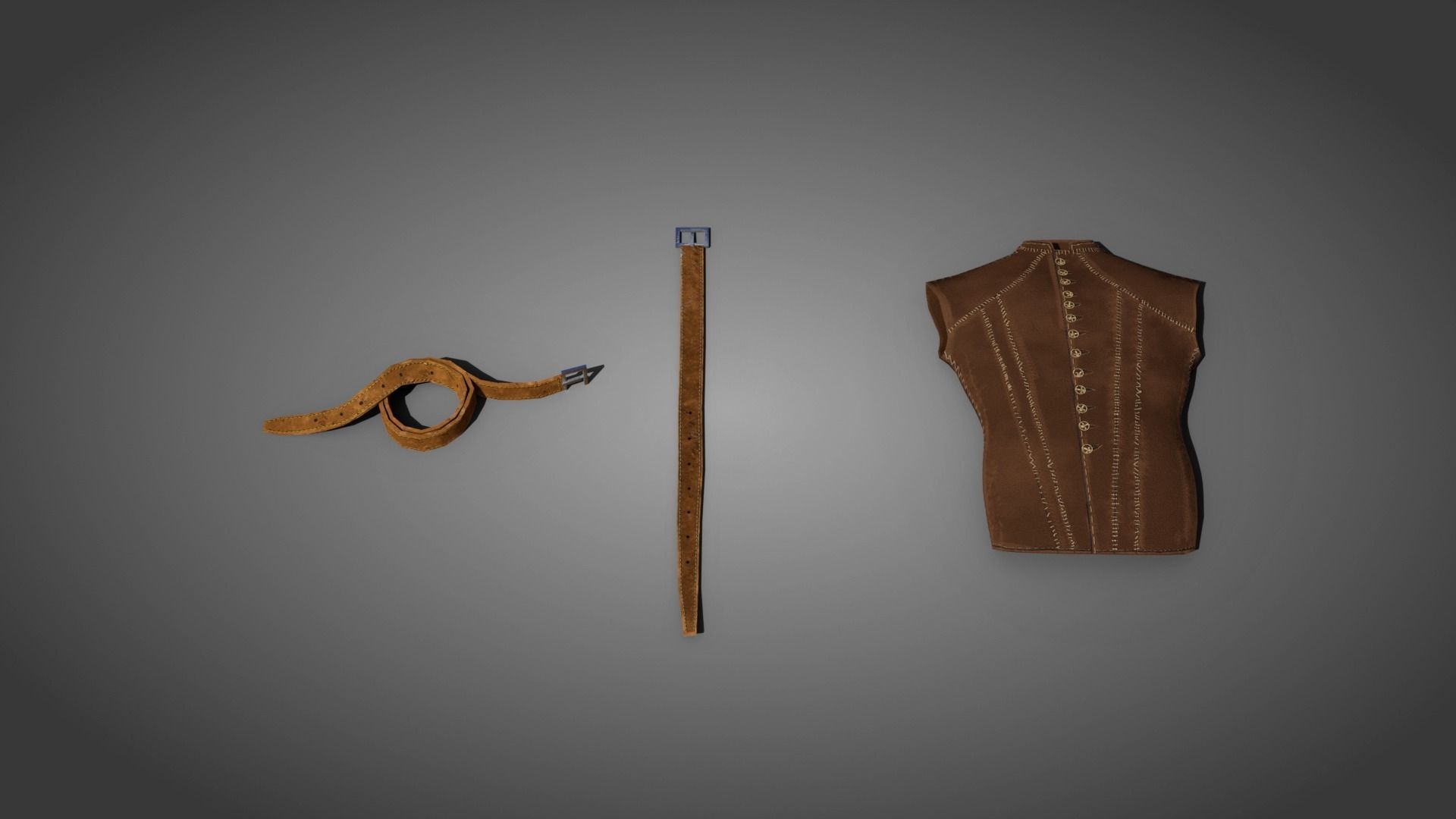Medieval leatherworker props Low-poly 3D model_2