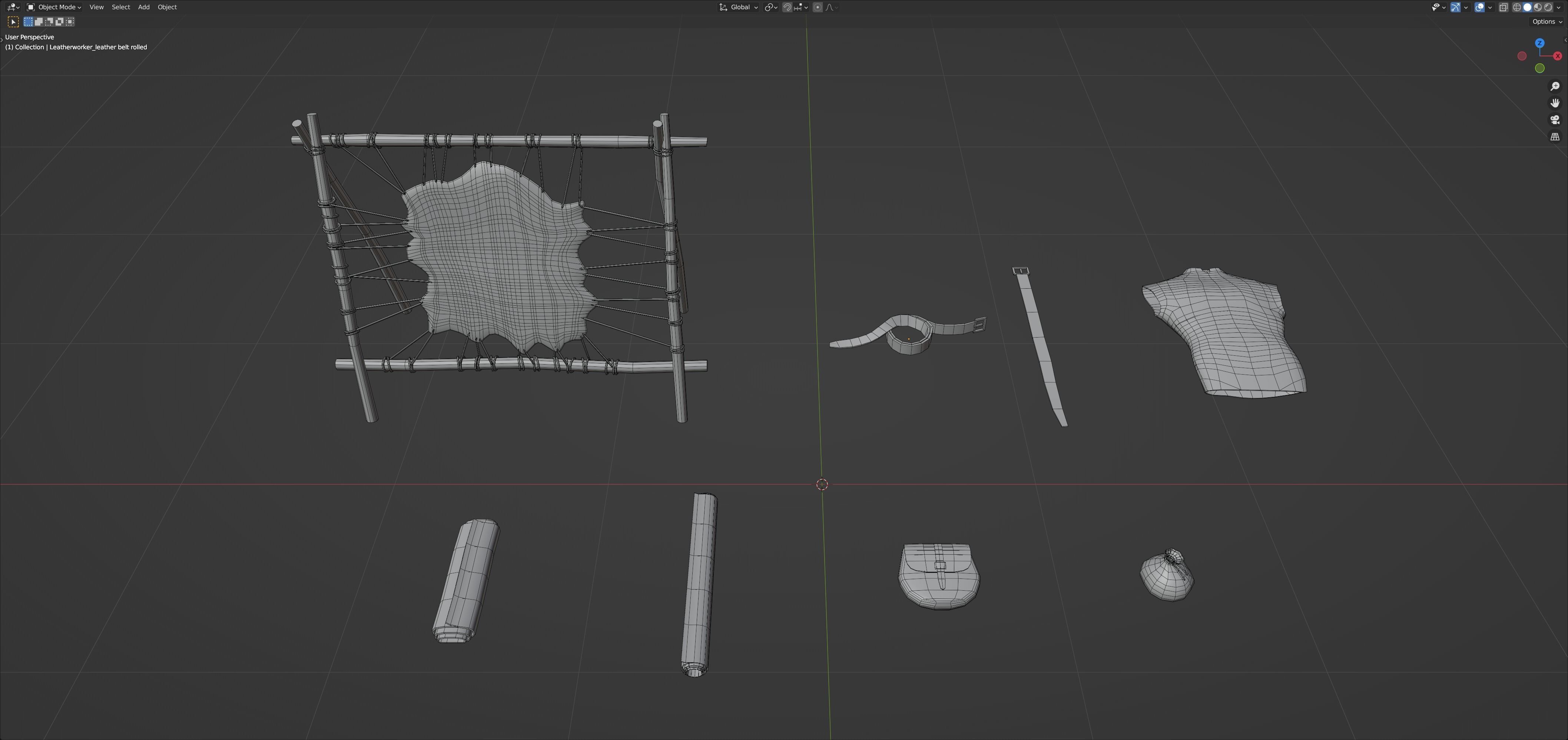 Medieval leatherworker props Low-poly 3D model_5