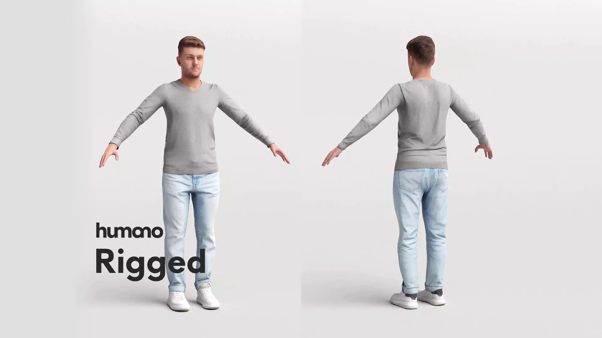 Rigged casual man - jeans and sweter - 034-1821 3D model