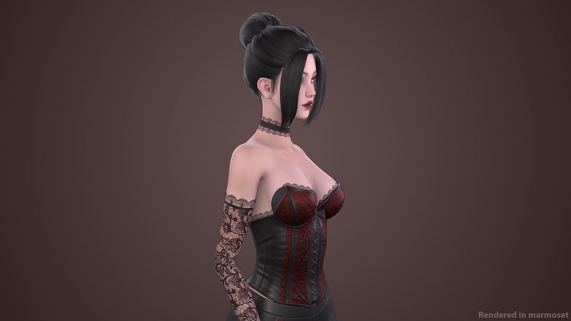 Vampire Girl Low-poly 3D model_3