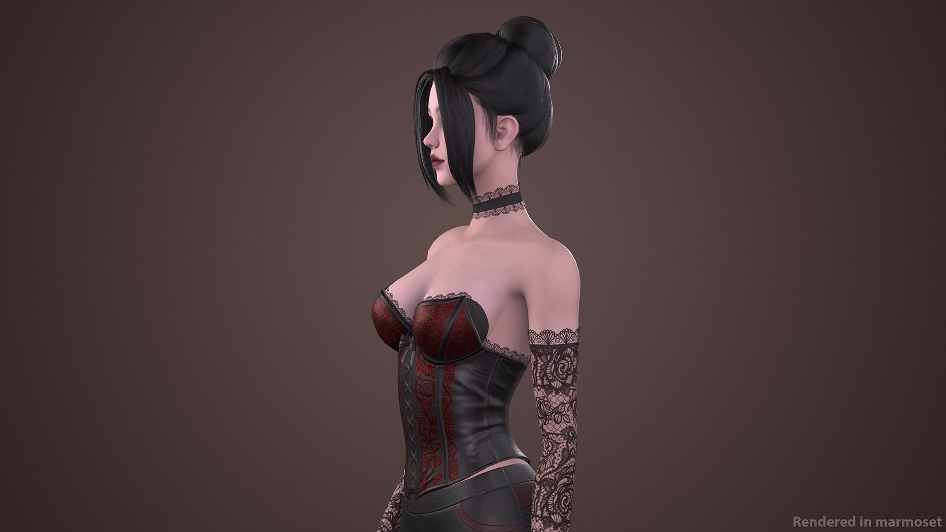 Vampire Girl Low-poly 3D model_2