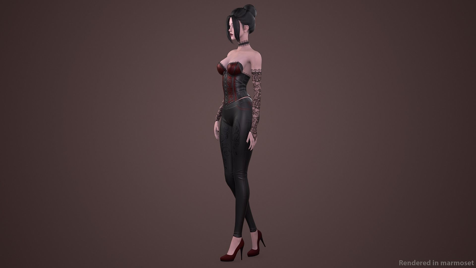 Vampire Girl Low-poly 3D model_5