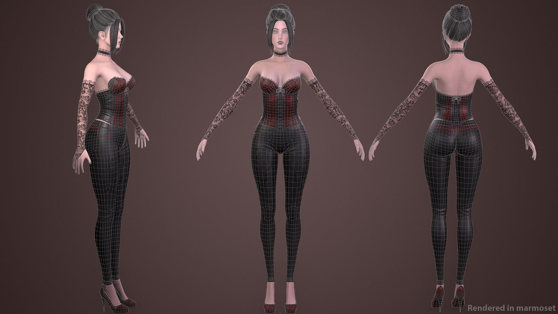 Vampire Girl Low-poly 3D model_8