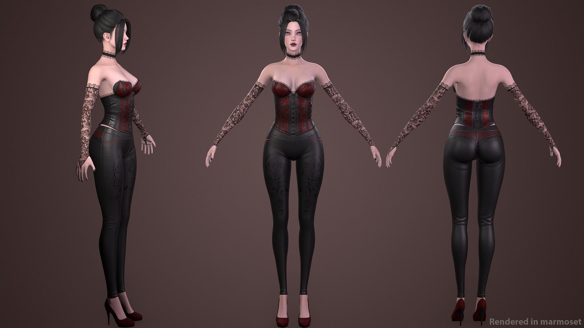 Vampire Girl Low-poly 3D model_7