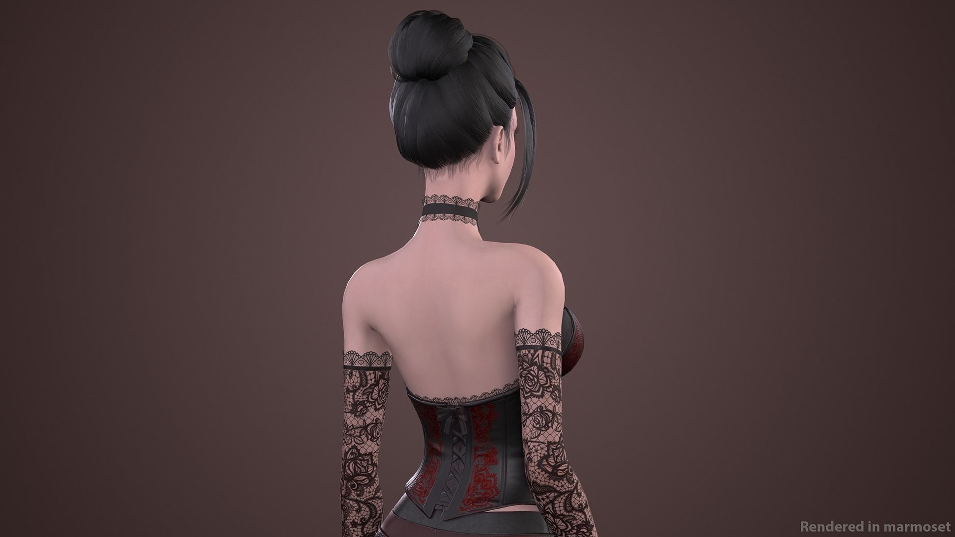 Vampire Girl Low-poly 3D model_4