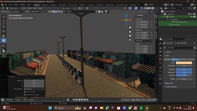city road  low poly  model  Low-poly 3D model