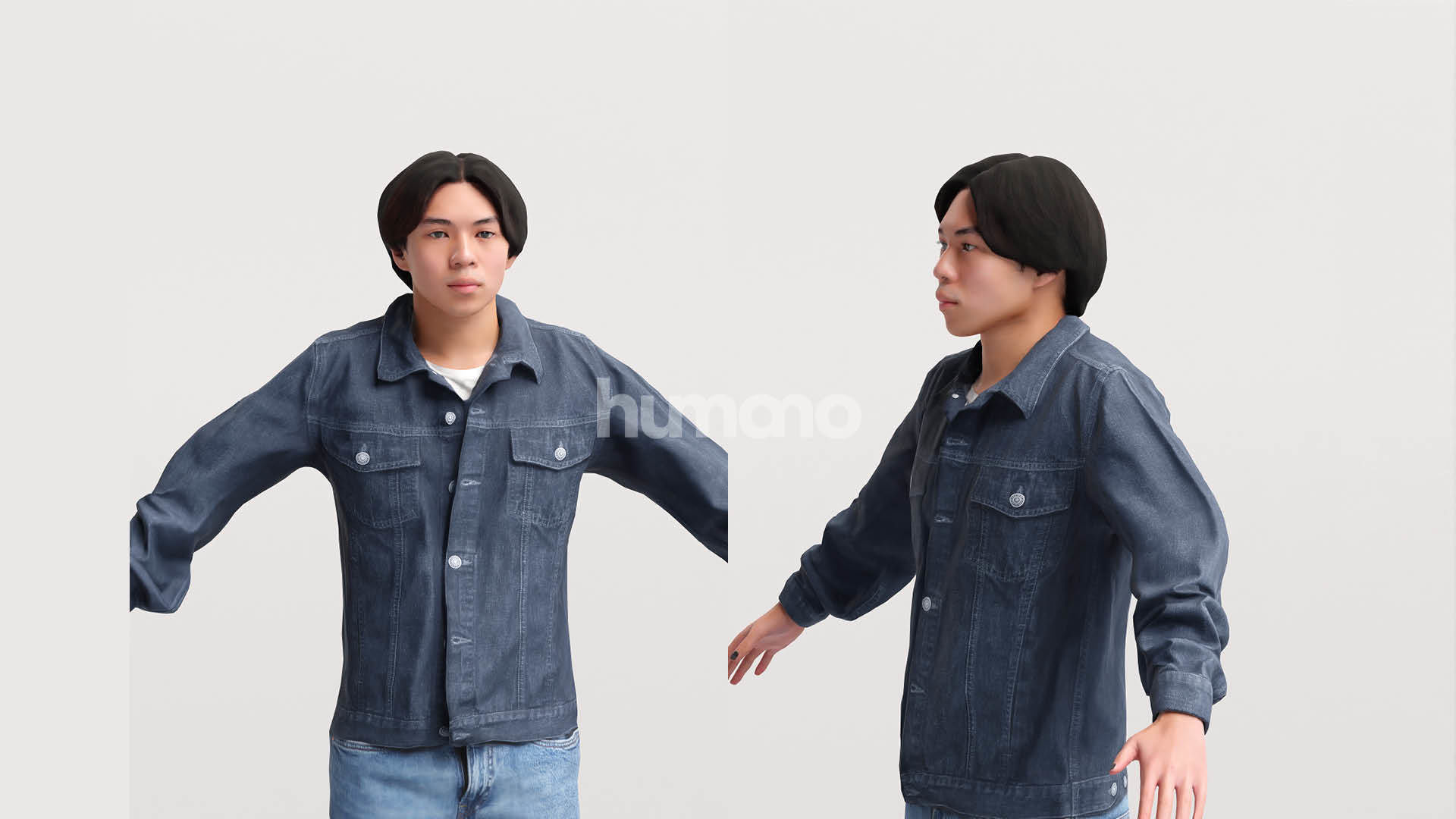 Rigged casual asian man - jeans and jacket - 041-5224 3D model_3