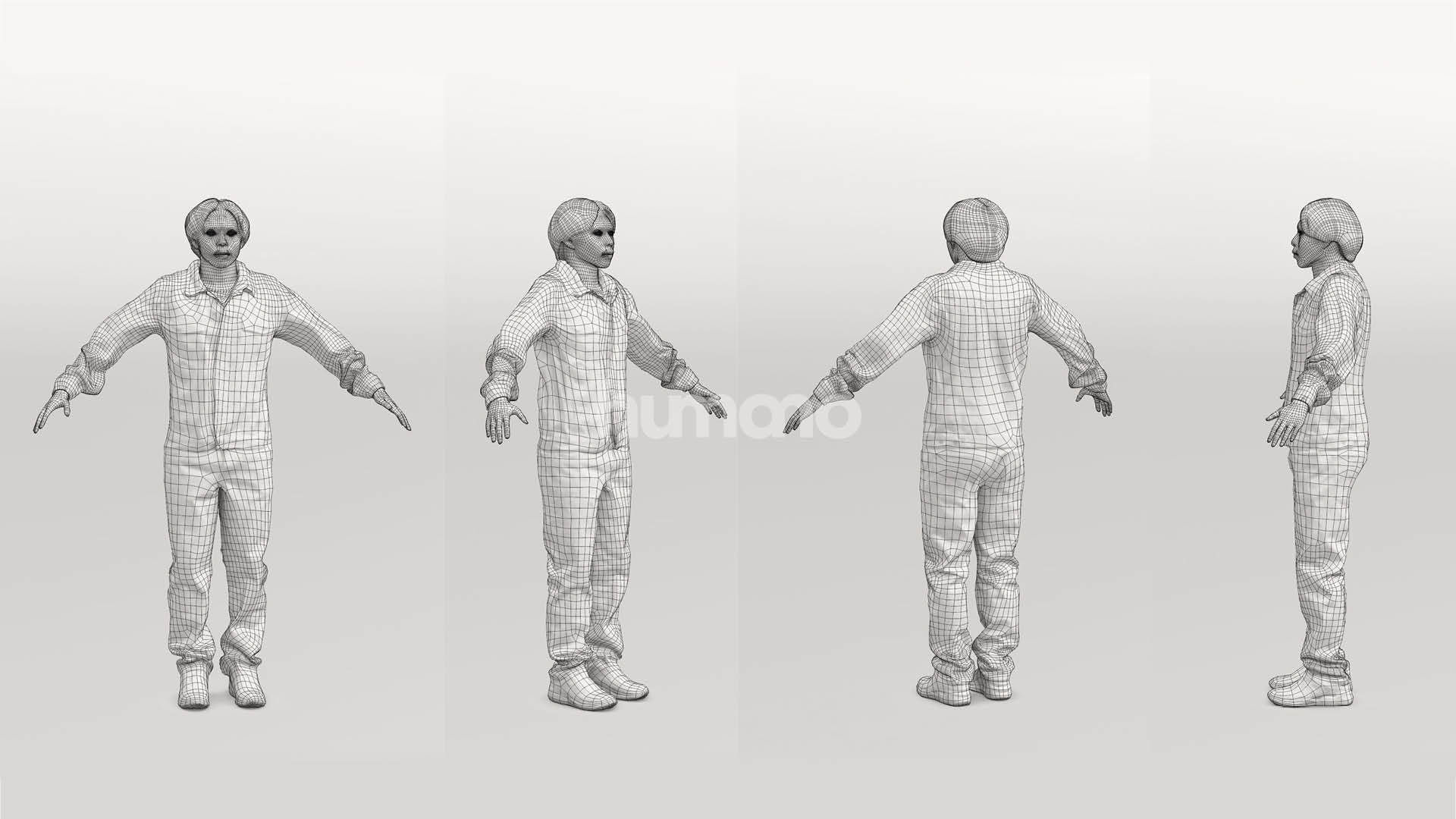 Rigged casual asian man - jeans and jacket - 041-5224 3D model_5