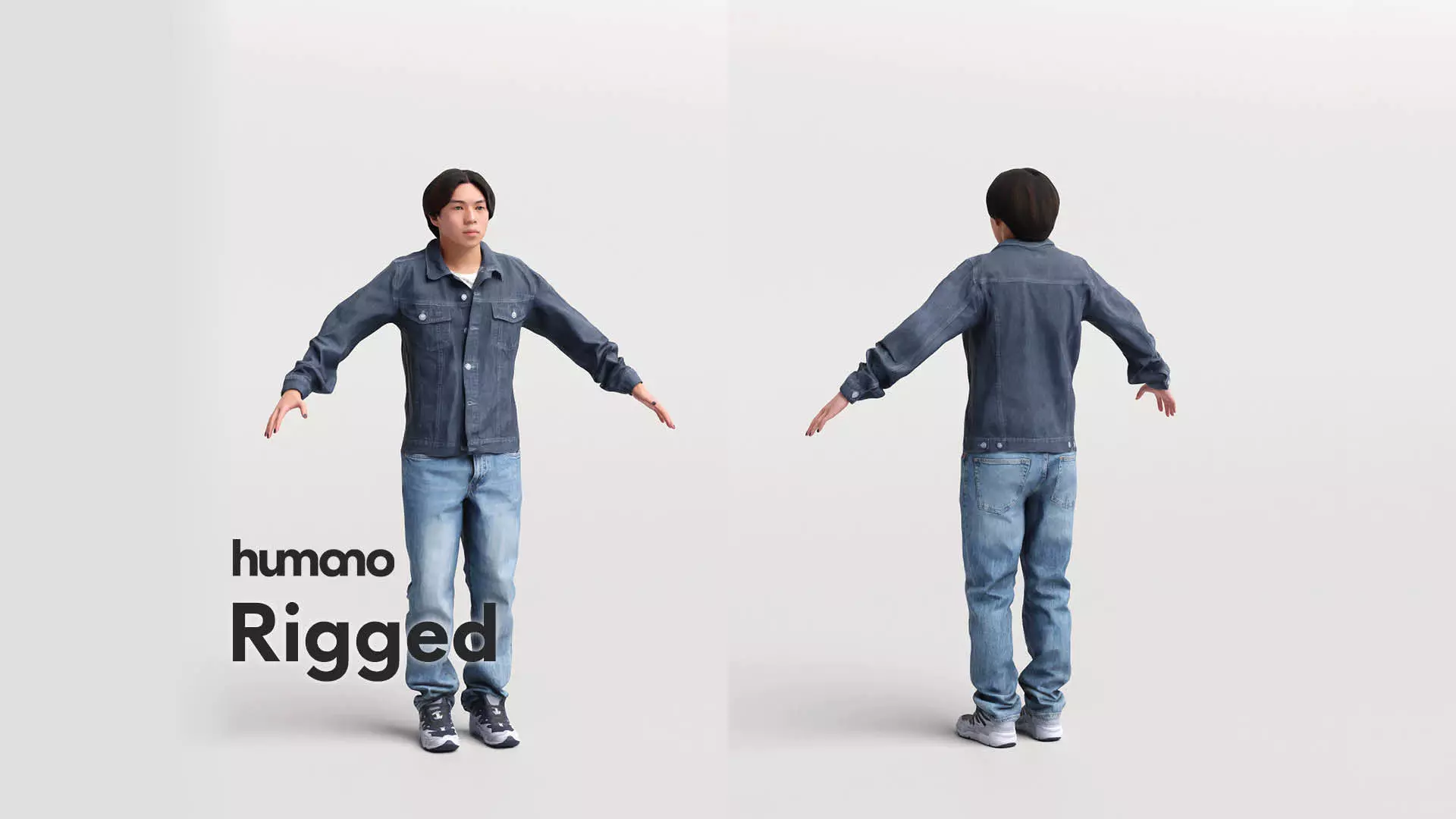 Rigged casual asian man - jeans and jacket - 041-5224 3D model_0