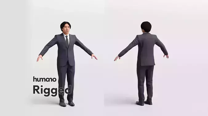 Rigged elegant asian man - suit - 041-1873 3D model