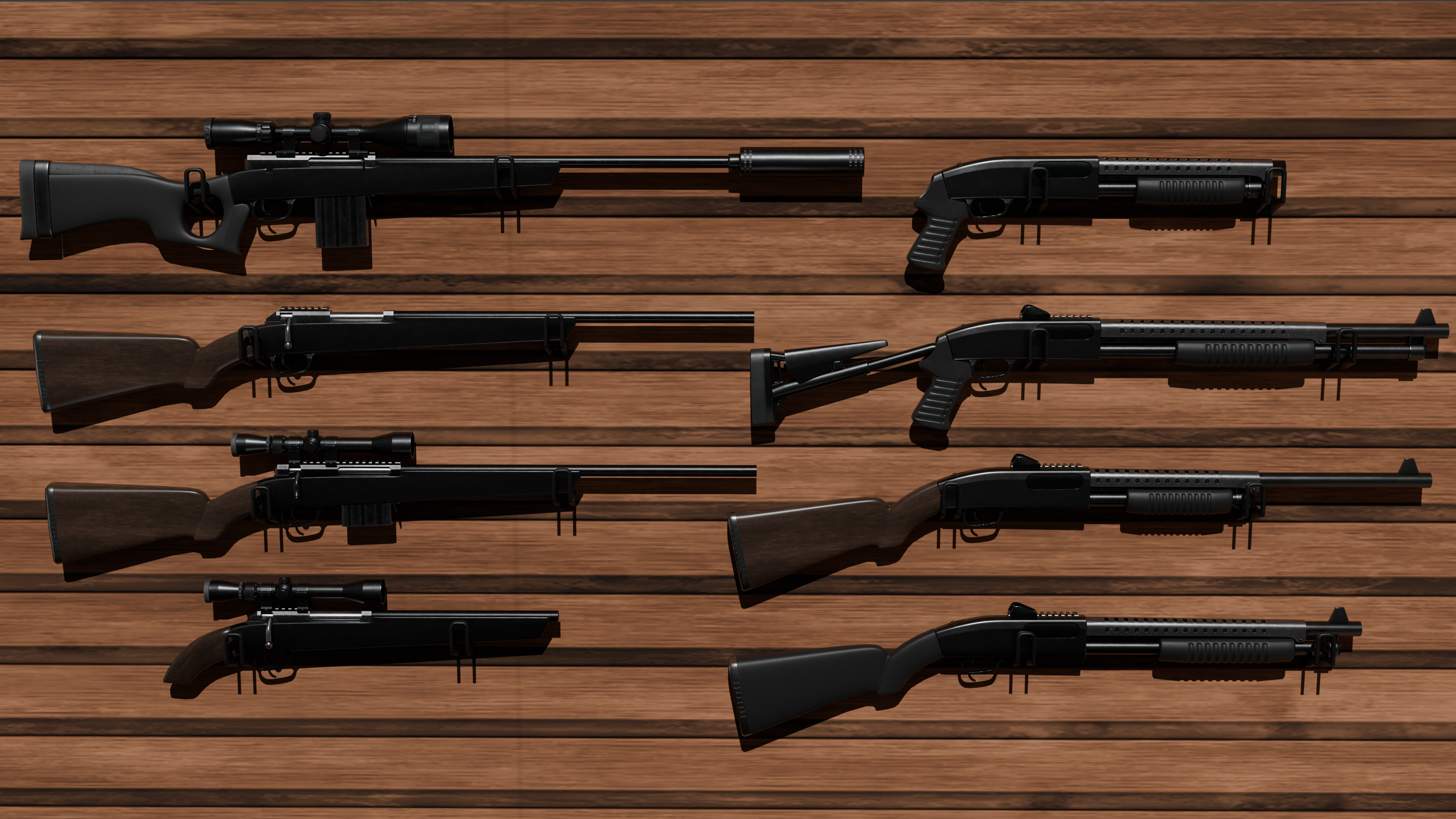 detail low poly weapon pack shotgun sniper m4 g19 dEgle Low-poly 3D model_2