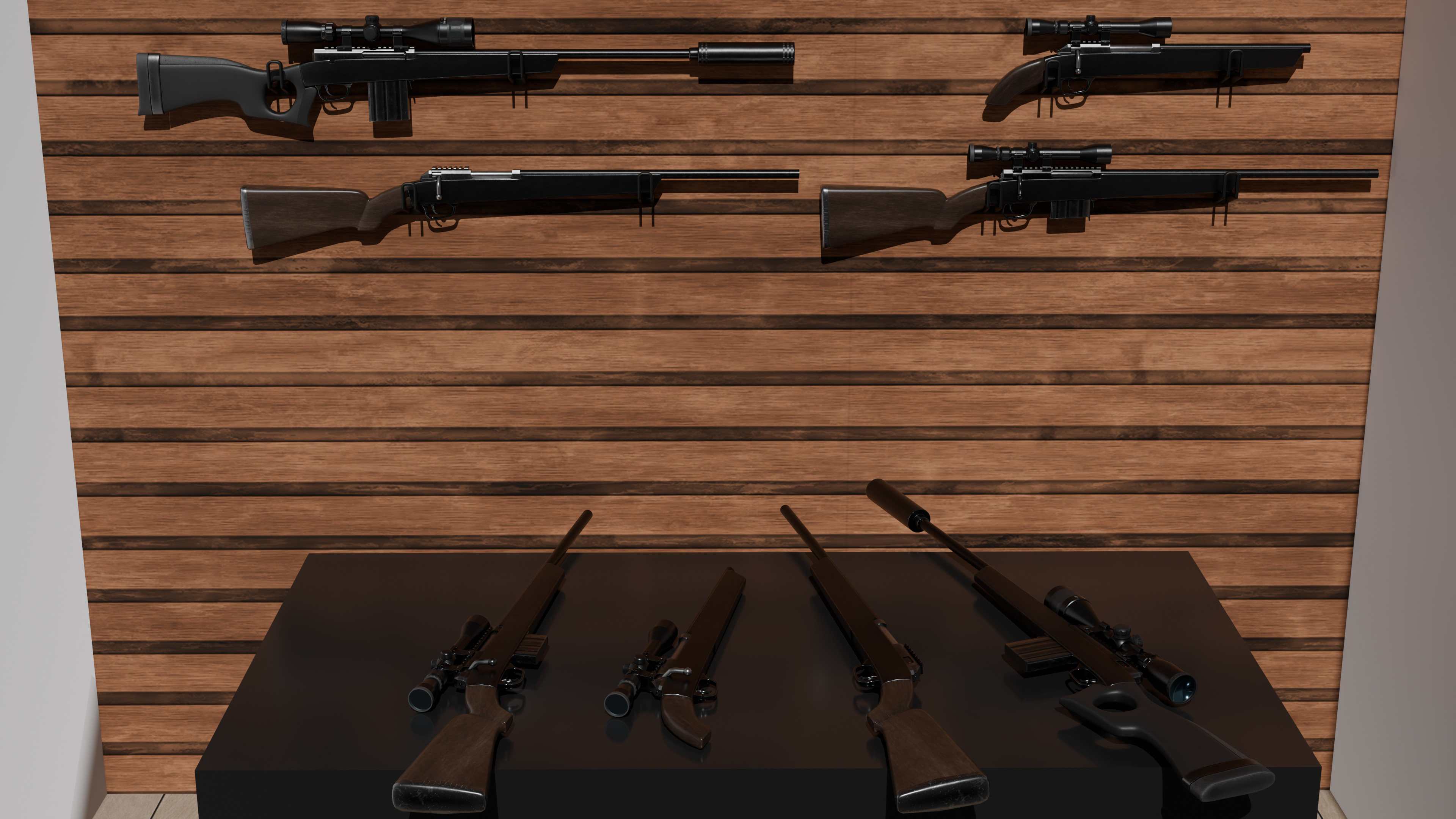 detail low poly weapon pack shotgun sniper m4 g19 dEgle Low-poly 3D model_49