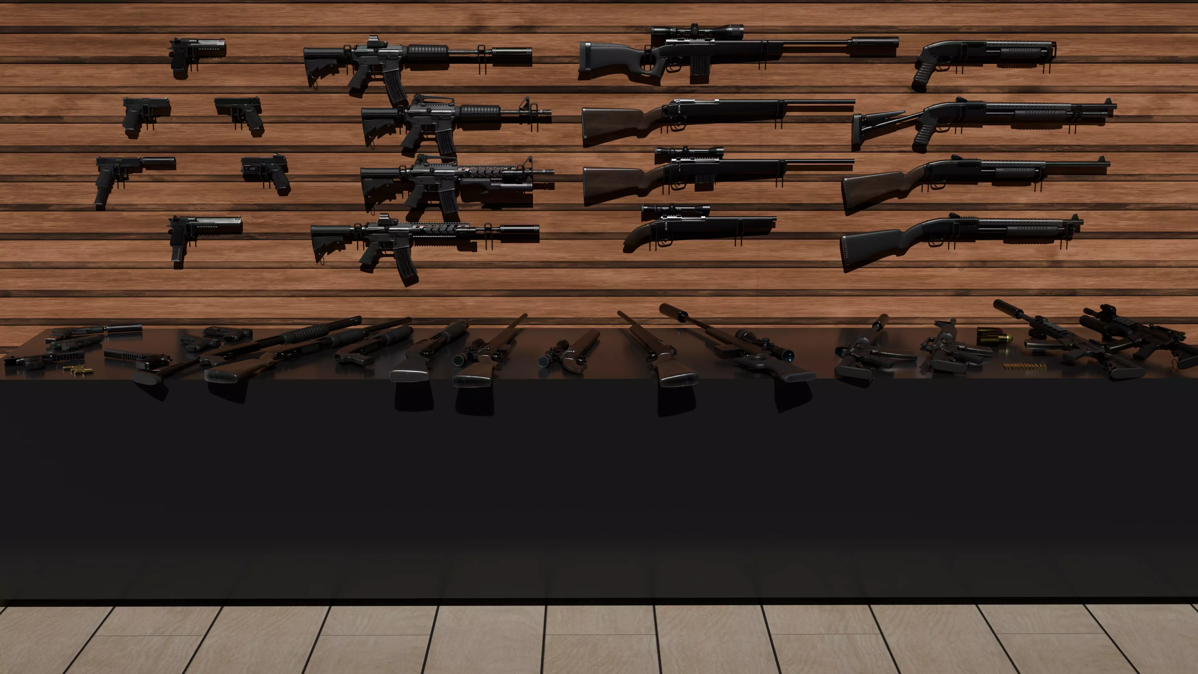 detail low poly weapon pack shotgun sniper m4 g19 dEgle Low-poly 3D model_0