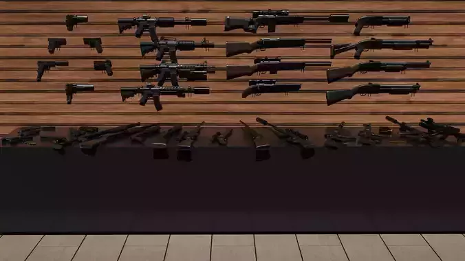 detail low poly weapon pack shotgun sniper m4 g19 dEgle