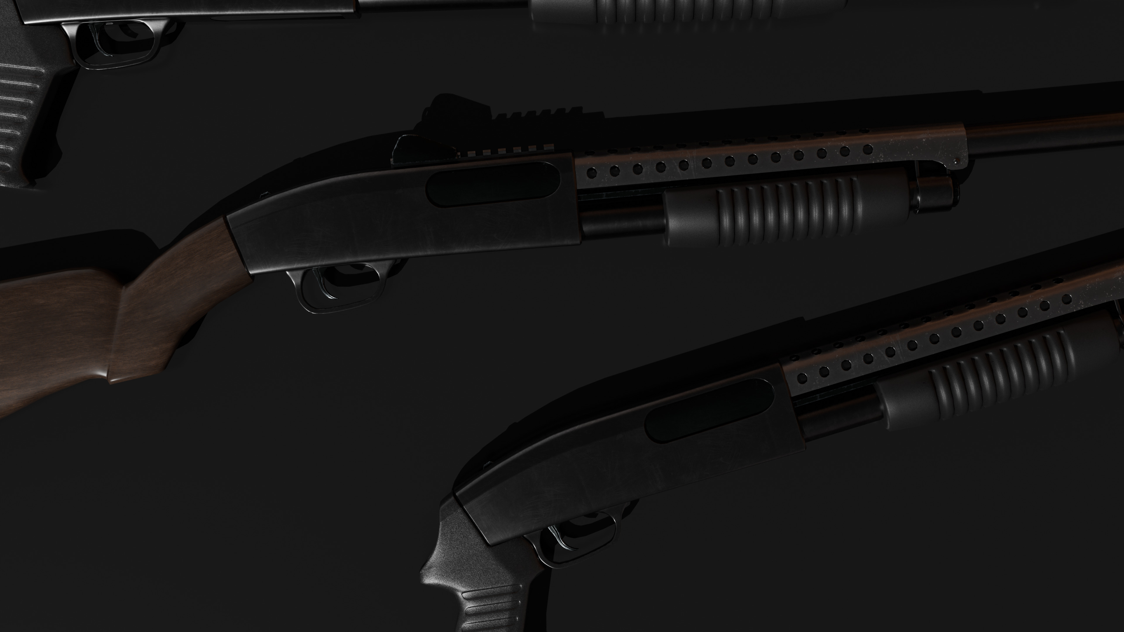 detail low poly weapon pack shotgun sniper m4 g19 dEgle Low-poly 3D model_40
