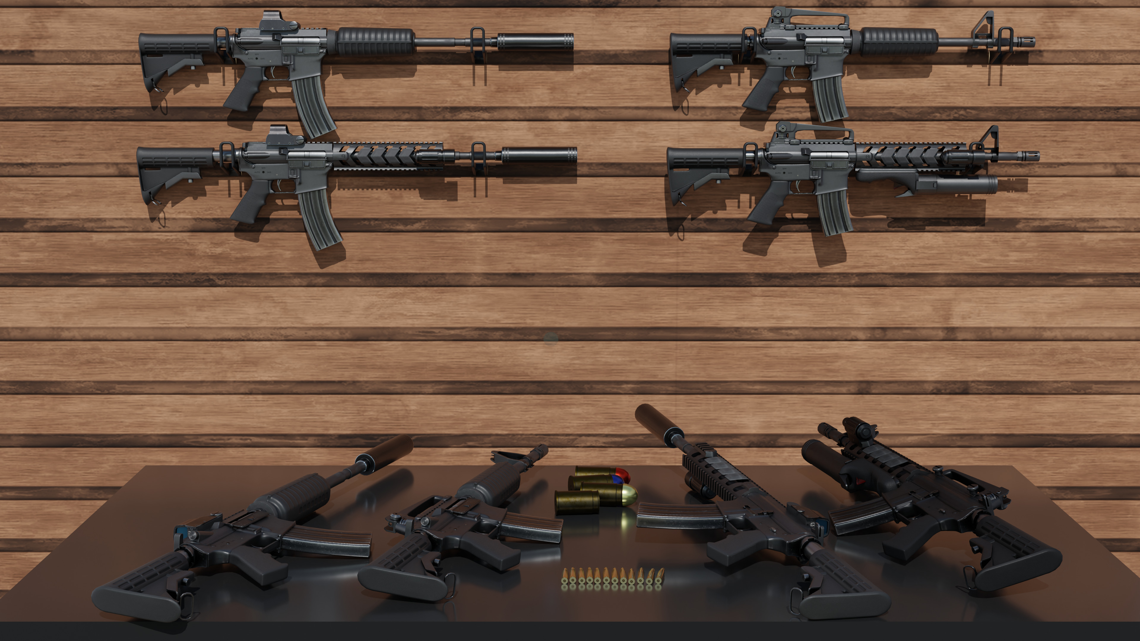 detail low poly weapon pack shotgun sniper m4 g19 dEgle Low-poly 3D model_25