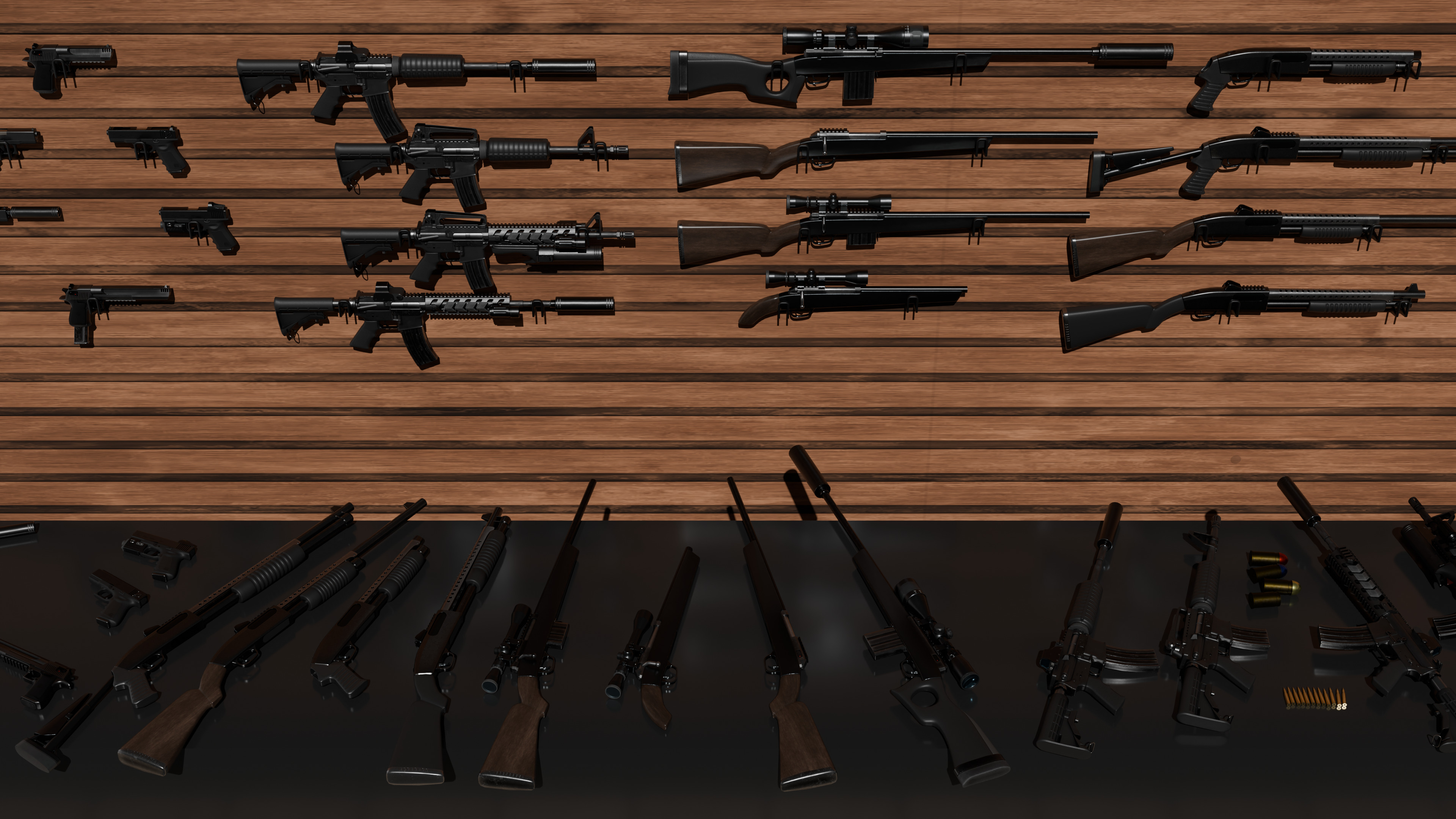 detail low poly weapon pack shotgun sniper m4 g19 dEgle Low-poly 3D model_1